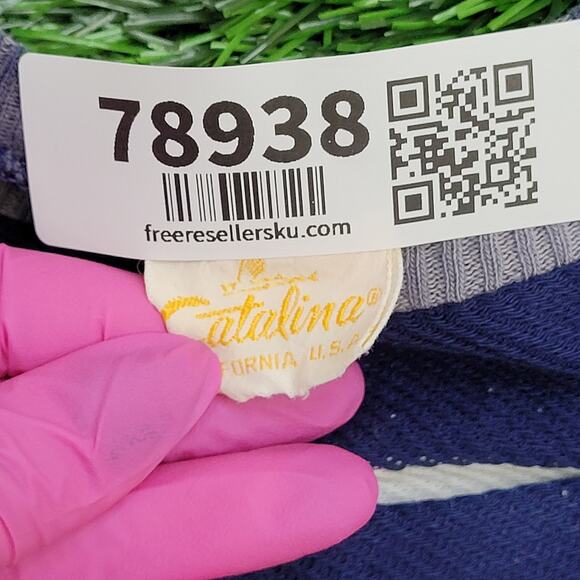 Vintage 80s MOD Stripes Tank-Top Womens XS/S 16x23 Catalina - Picture 8 of 11